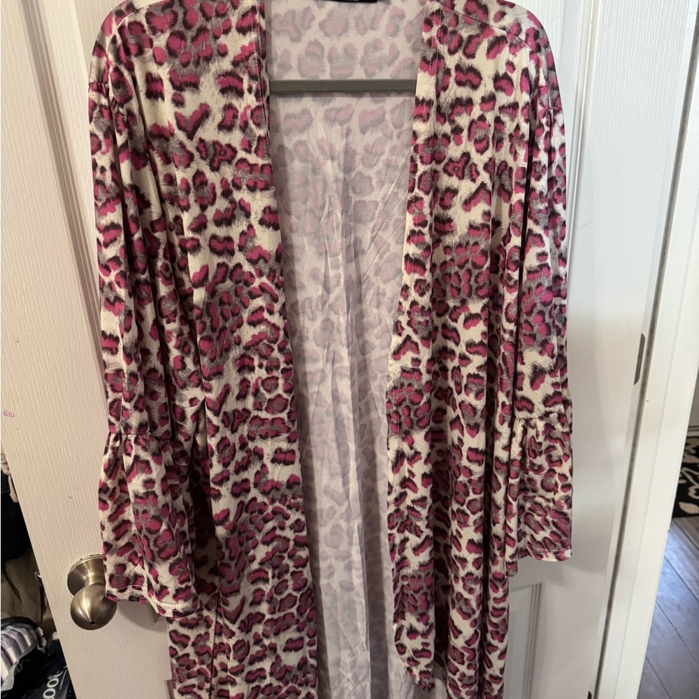 Pink Leopard Print Kimono